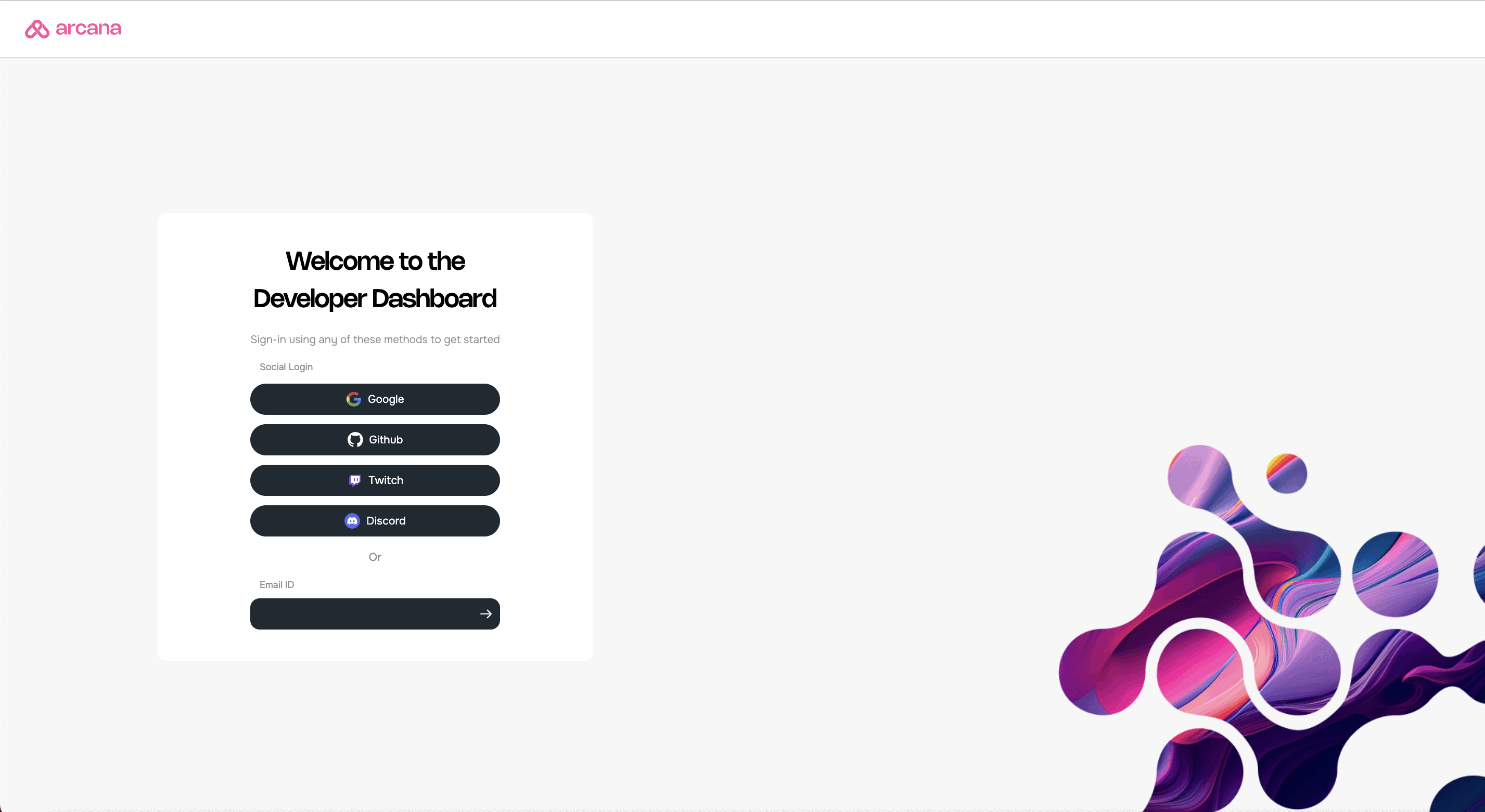 Arcana Developer Dashboard